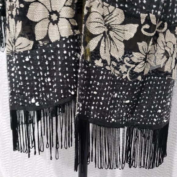 New A'reve Black Lace Cardigan  w/ Fringe Open Cardigan L - Picture 6 of 12